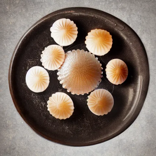 Image similar to a plate of scallops superimposed on a destroyed seabed