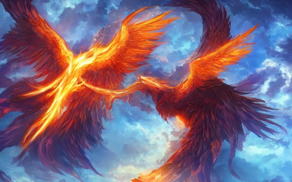 Prompt: epic magic, a phoenix in the air, mystical energy in the air, d & d fantasy digital painting, hd, 4 k, 8 k