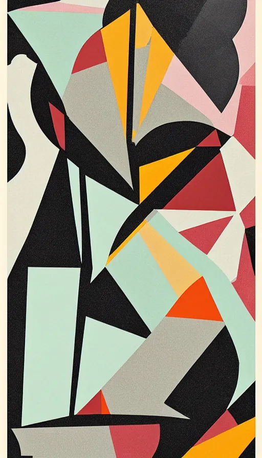 Prompt: Poster art, Mid century geometric shape