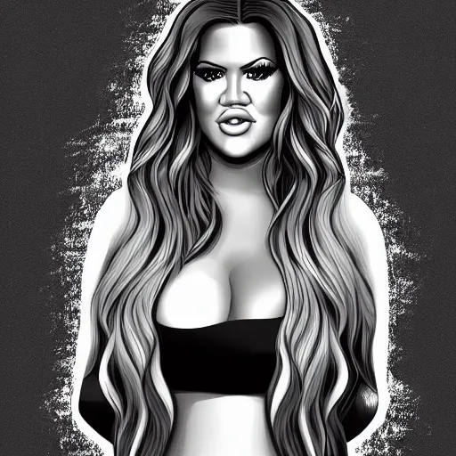 Image similar to Cartoon painting of Khloe Kardashian, digital art