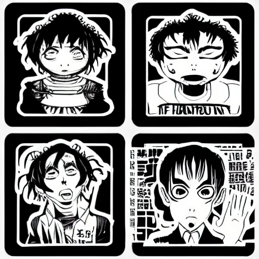 Demon Slayer Tanjiro Black & White Sticker - Anime PNG Stickers