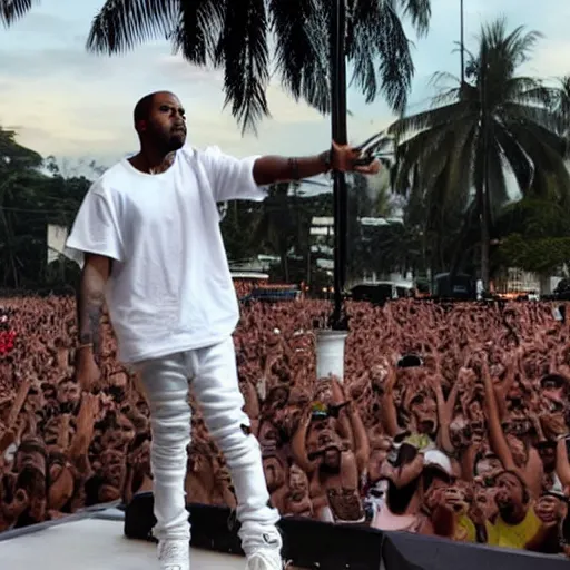 Prompt: kanye west performing at plaza de bolivar in armenia quindio