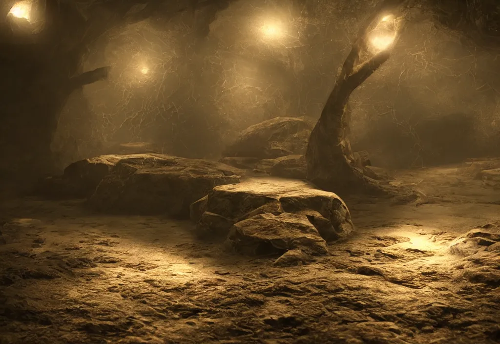 Image similar to eternal worm photorealistic, film, cinematic lighting, octane render, volumetric light, dark - art