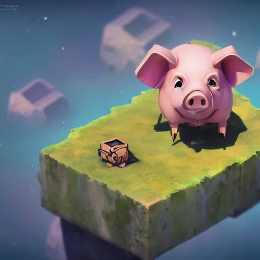 Prompt: Isometric 3D Fantasy Cute and adorable pig space Mecha, Smooth 3D Illustration, soft render, Servando Lupini, Daniil Kudriavtsev, handpaint texture, Blender, 3DCoat H 648