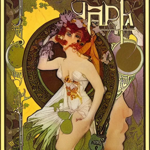 Prompt: product photo of ipa beer can, label designed by mucha