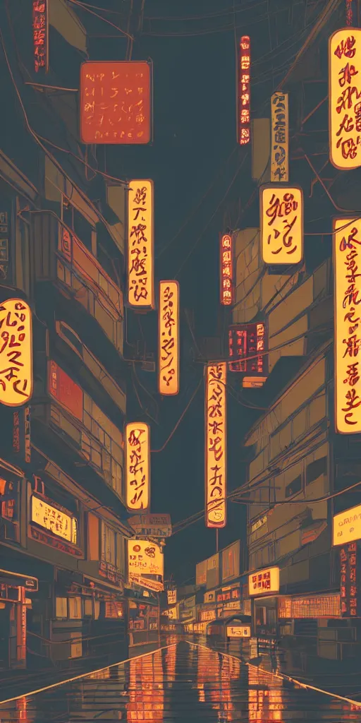 Image similar to symmetry!!! kabukicho, rainy night, neon lights, by cory loftis, makoto shinkai, hasui kawase, james gilleard, beautiful, serene, peaceful, golden curve composition