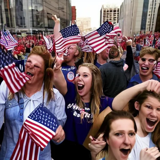 Prompt: americans celebrating, somehow everything worked out.