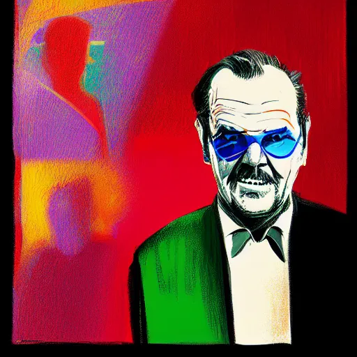 Image similar to 🌈 abstract motorcycle engine portrait of jack nicholson by atey ghailan and edward hopper