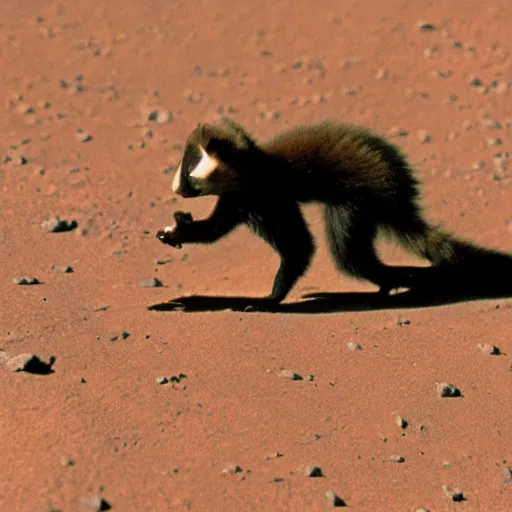 Image similar to a marten astronaut exploring the surface of mars