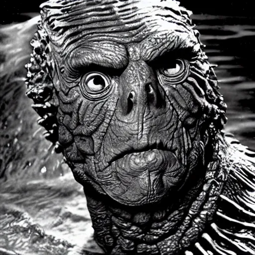 Prompt: highly detailed picture of gill - man from creature of the black lagoon, hyper realistic, mega detailed, highly detailed