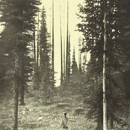 Prompt: a dark forest somewhere in usa, old photograph 1 9 2 0 s