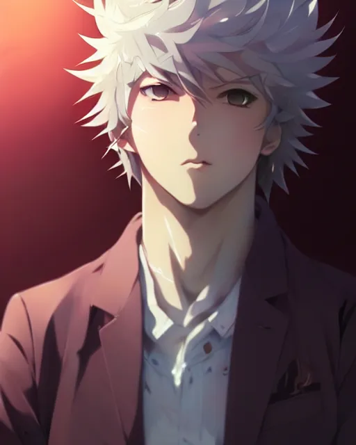 Image similar to extremely attractive feminine male anime character screenshot, nagito komaeda, anime, intricate, sharp focus, illustration, highly detailed, digital painting, cell shaded, concept art, matte, art by ilya kuvshinov and kyoto animation and wlop, ruan jia and greg rutkowski, studio quality, masterpiece