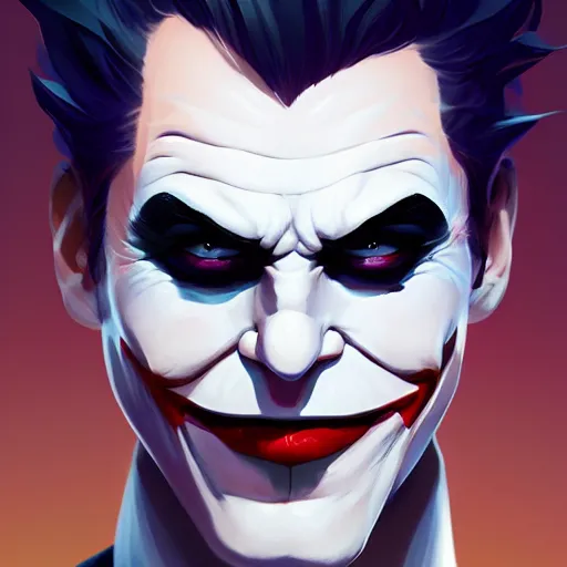 Image similar to face icon stylized minimalist joker, loftis, cory behance hd by jesper ejsing, by rhads, makoto shinkai and lois van baarle, ilya kuvshinov, rossdraws global illumination