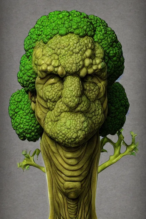 Image similar to a humanoid figure broccoli man, ripped, highly detailed, digital art, sharp focus, trending on art station, anime art style