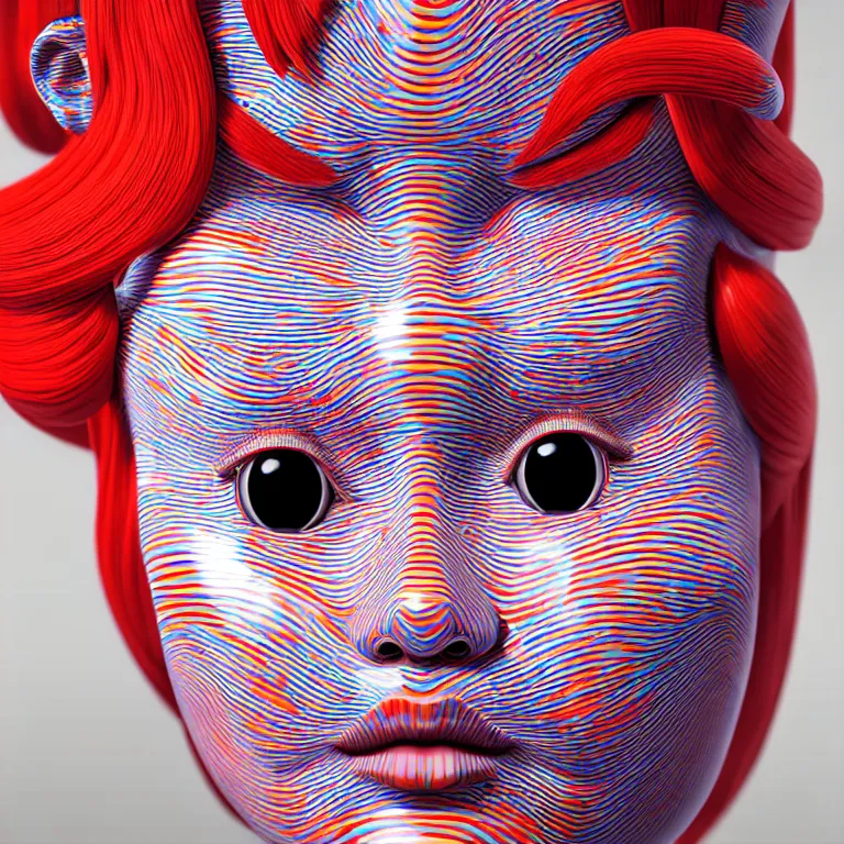 Image similar to hyperrealistic detailed image of a geisha in a art installation room, hd smooth interior by yayoi kusama, part by kei mieno, part by ross tran, dark art by james jean, ultra realistic, highly detailed, life like face, detailed body, 8 k, 3 d render by roger magrini, masterpiece