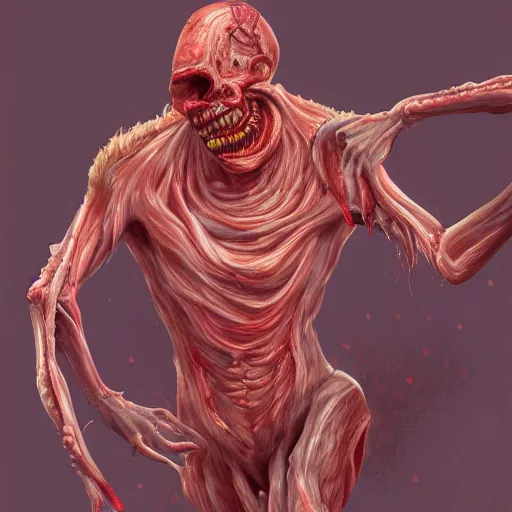 Prompt: a pc made out of flesh, computer made out of human flesh, skin on the gaming pc, skinned alive, blood, teeth, intricate, highly detailed, digital painting, artstation, concept art, smooth, sharp focus, illustration,