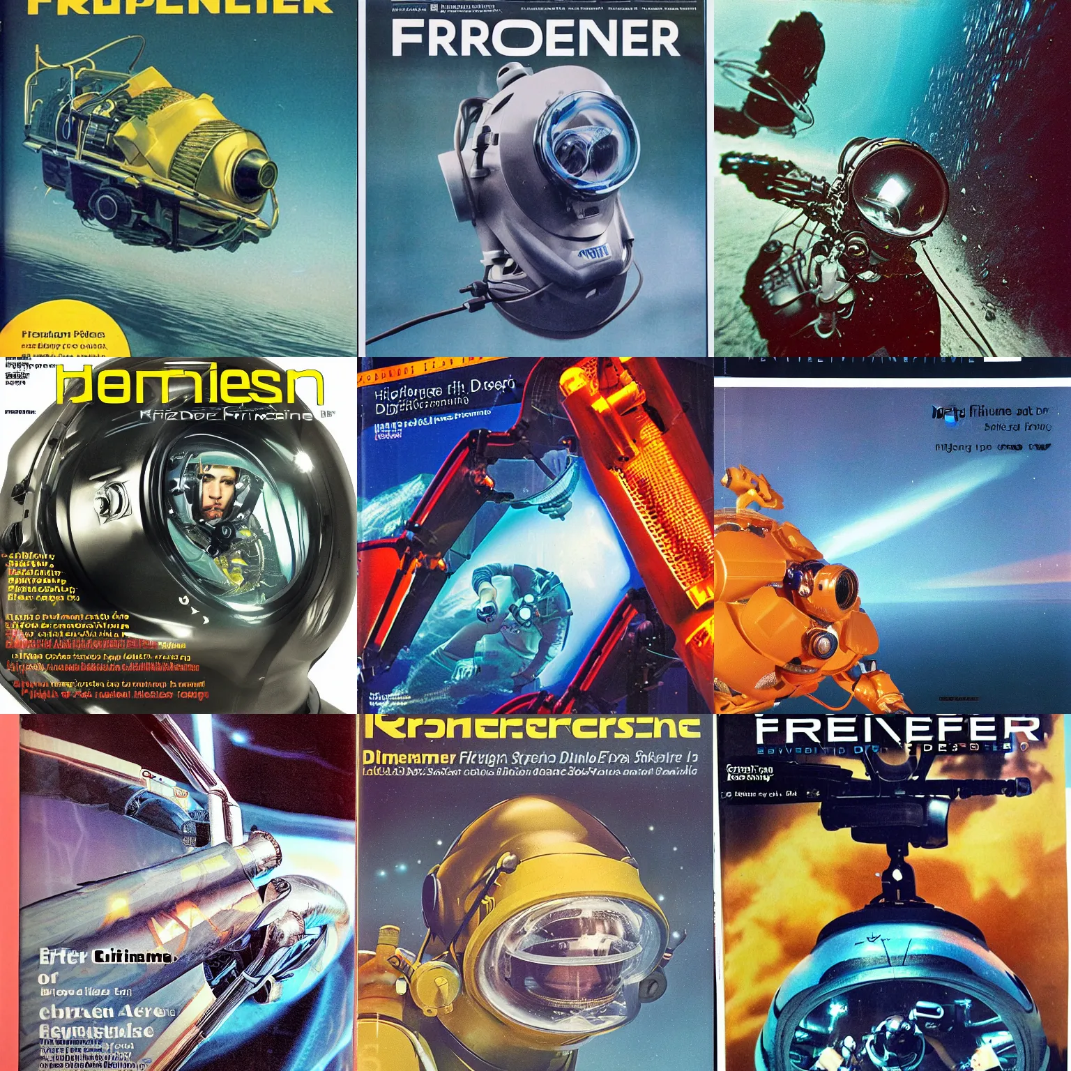 Prompt: beautiful extreme closeup photo in style of frontiers in human deep diving helmet science magazine September retrofuturism edition, highly detailed, soft lighting