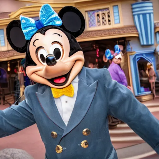 Image similar to adeformedcostumedcharacter at disneyland, kinda creepy, ultra detailed, 8 k resolution, ultrarealistic