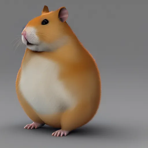 Prompt: fatty anthropomorphic hamster, 3 d render