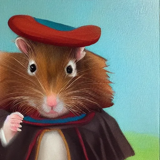 Prompt: Hamster as a wizard, oil painting, highly detailed