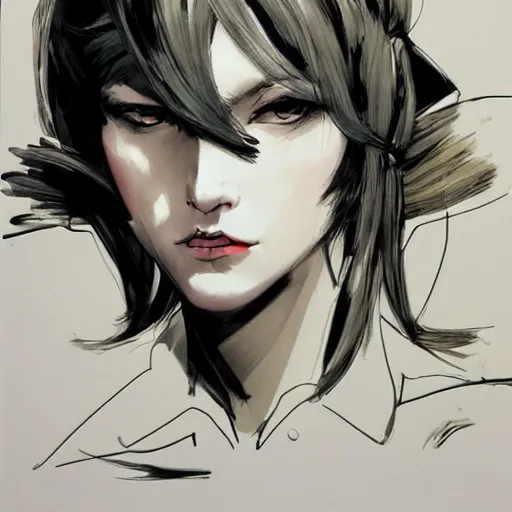 Image similar to regal - looking woman with pigtails, yoji shinkawa