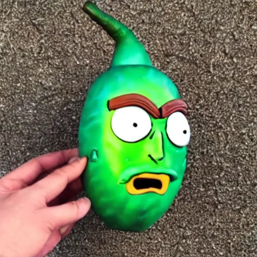 Image similar to morty from rick and morty as a pickle