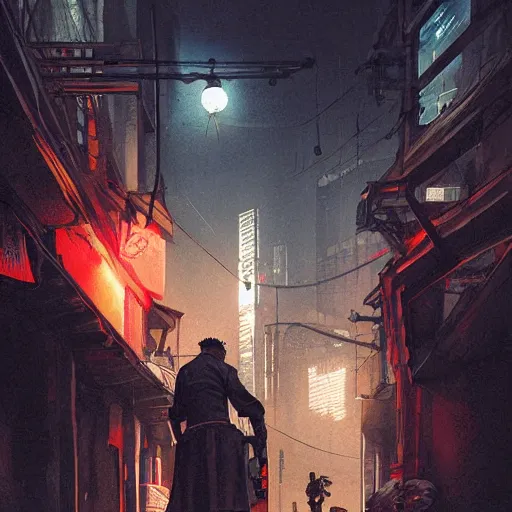 Prompt: 2 1 savage handing the viewer an envelope, detailed digital illustration by greg rutkowski, cyberpunk back alley, nighttime