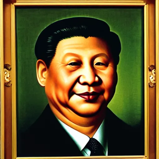 Prompt: Xi JinPing smiling portrait by Grant Wood.