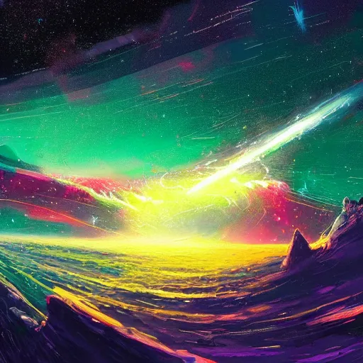 Prompt: a detailed painting of a space serpent floating in space in a sea of colorful sea of stars, by alena aenami, petros afshar and greg rutkowski trending on artstation, deviantart, dragon scales, stars