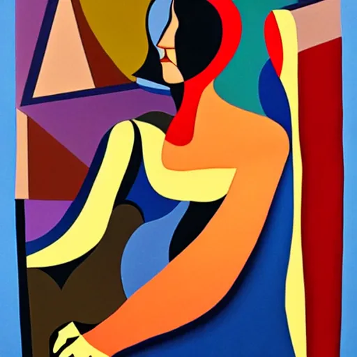 Image similar to woman as the natural landscape, her curves form the mountains and rivers of the land , high quality art in the style of cubism and georgia o’keefe,