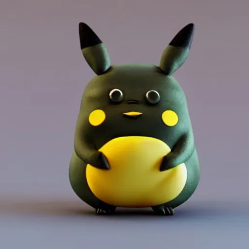 Image similar to the cutest little polymer clay totoro and pikachu hybrid, unreal engine, bokeh