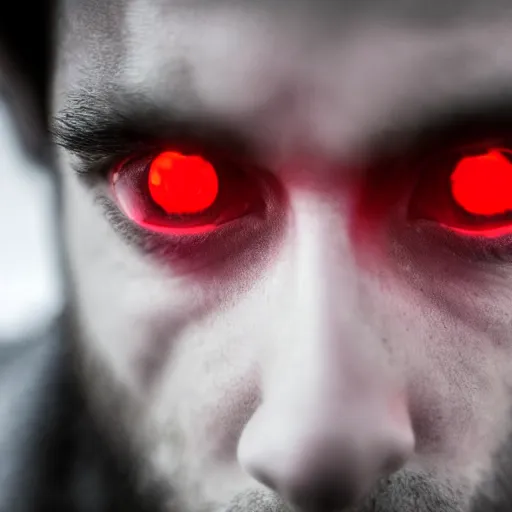 Image similar to a man with red glowing eyes