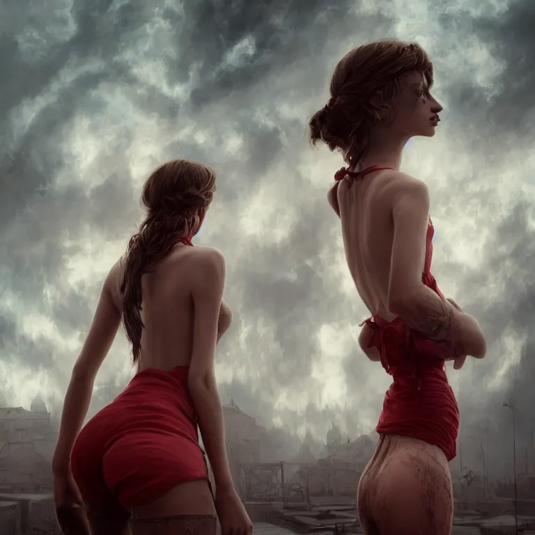 Image similar to a beautiful Cotton Mill Girl, symmetrical, perfect body and face, centered, dramatic angle, ornate, details, smooth, sharp focus, illustration, realistic, cinematic, artstation, award winning, rgb , unreal engine, octane render, cinematic light, macro, depth of field, blur, red light and clouds from the back, highly detailed epic cinematic concept art CG render made in Maya, Blender and Photoshop, octane render, excellent composition, dynamic dramatic cinematic lighting, aesthetic, very inspirational, arthouse by Henri Cartier Bresson