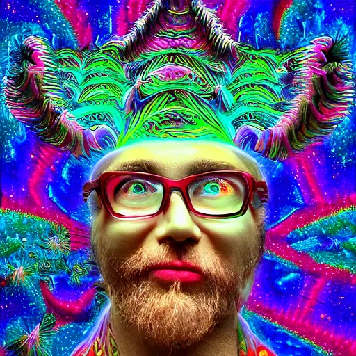 Image similar to ! dream a dream of a deepdream false illusion of santa going to the sky forge sky insanity ethereality dreamscape maximalist trippy psychedelic googledeepdream