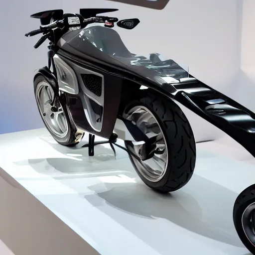 Image similar to audi motorcycle, prototype demo at the hall of science