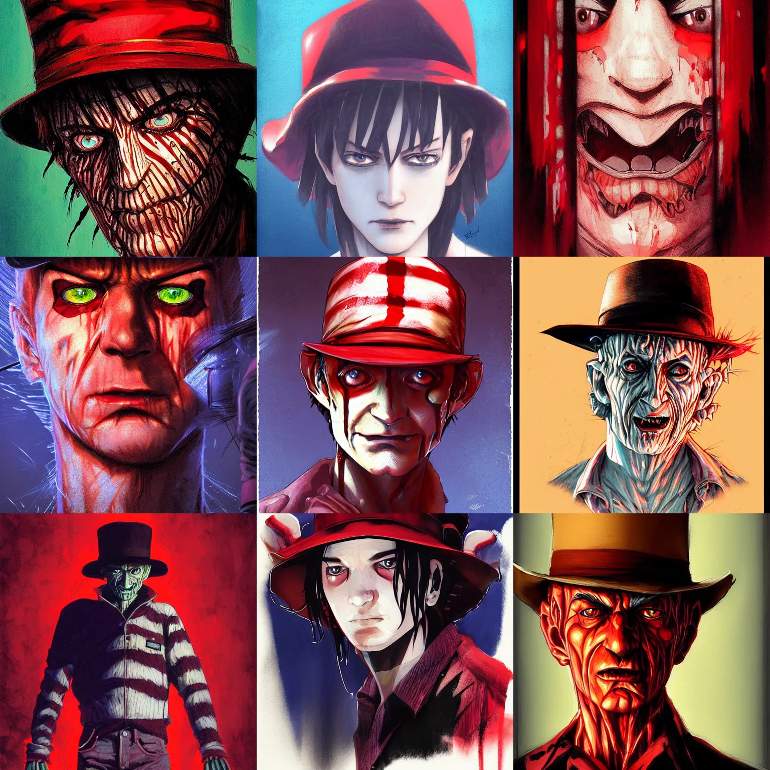 Prompt: freddy krueger!!!!, || VERY ANIME, fine-face, realistic shaded perfect face, fine details. Anime. realistic shaded lighting poster by Ilya Kuvshinov katsuhiro otomo ghost-in-the-shell, magali villeneuve, artgerm, Jeremy Lipkin and Michael Garmash, Rob Rey and Kentarõ Miura style, trending on art station