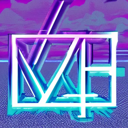Image similar to abstract logo, vaporwave, letters a and w fusion