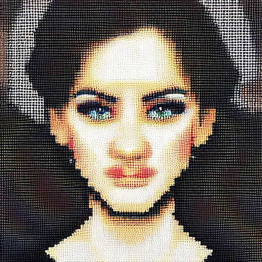 Prompt: female portrait, perler beads