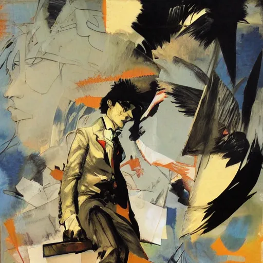 Prompt: corto maltese dreaming about valparaiso and tango, oil on canvas by dave mckean and yoji shinkawa