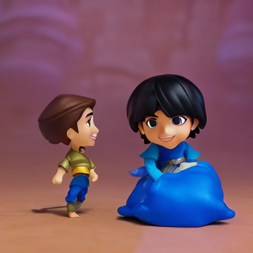 Image similar to pixar 3 d aladdin as nendoroid, side view, 8 k hd dof, kodak film,