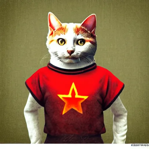 Image similar to soviet cat using soviet clothes photorealistic