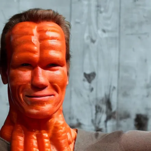 Image similar to photo of a human carrot!!!!!! with a face of arnold schwarzenegger