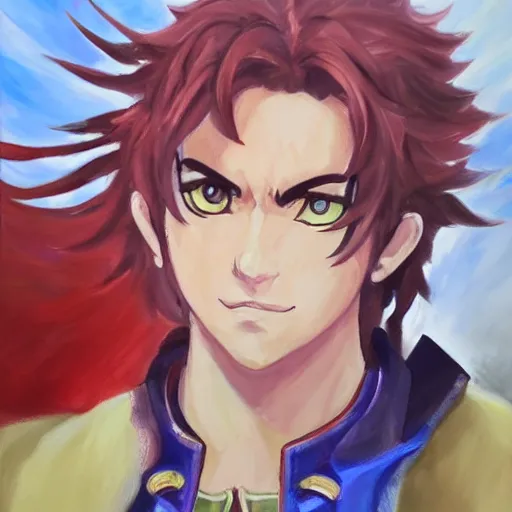 Image similar to expressive oil painting of xander from fire emblem fates