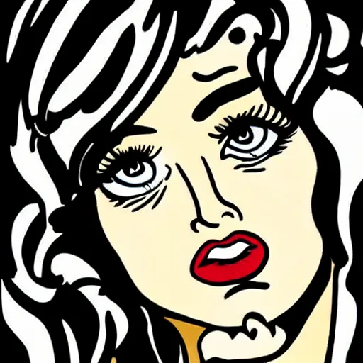 Prompt: romance comic girl crying by roy lichtenstein, pop art,