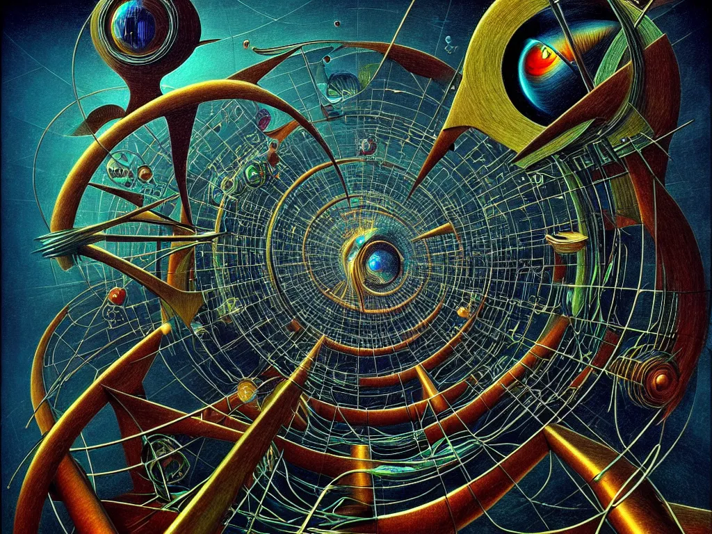 Image similar to highly detailed photo of quantum mechanics, trending on deviantart, neo surrealism, sharp focus, octane, masterpiece, art by max ernst