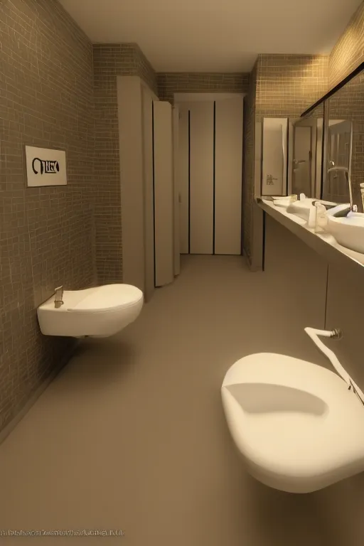 Image similar to public restroom interior pixar disney 4 k 3 d render funny animation movie oscar winning trending on artststion and behance. oscar award winning.