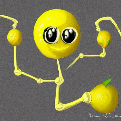 Prompt: a lemon with arms and legs with muscles, photorealistic, digital art,