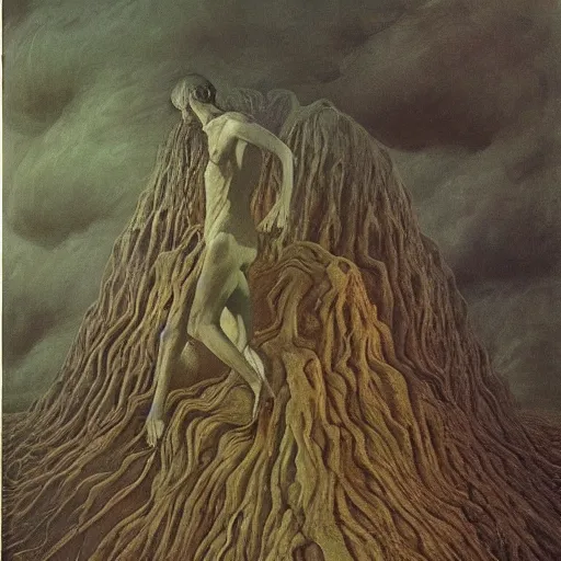 Image similar to the seven deadly sins, painting by zdzisław beksinski.