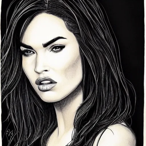 megan fox portrait, artwork by ryan gajda, graphic | Stable Diffusion ...