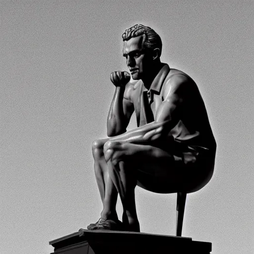 Image similar to jordan peterson in the style of rodins the thinker statue